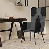 Holamys Echtleder Ohrensessel Schwarz und Grau, gepolstert, 55x41x97 cm, stabiles Eisen, bequemer Lesesessel für Wohnzimmer, Schlafzimmer, Lounge, Indoor