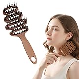 Haarbürste Ohne Ziepen, 2025 Neu Wildschweinborsten Bürste, Detangler Bürste Entwirrbürste Haarbürsten Kopfhaut Massagebürste für Damen Herren für Locken & Lange Haare (braun, 1)