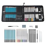 QINGYIWL 40-teiliges Zeichenset, Skizzierstifte Set mit Kohlestiften,Buntstiften und Radiergummi, Zeichenstifte für Künstler und Anfänger