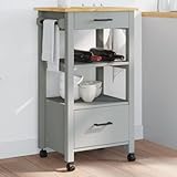 Brokky Küchenwagen Beistelltisch KüChe Beistellwagen KüChenregal KüChenrollwagen Monza 48x40x90 cm Massivholz Kiefer - 376083