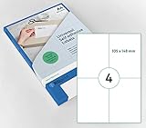 Rillprint Vielzweck Etiketten Selbstklebend - 400 Stück – 105 x 148 mm - 4 Klebeetiketten pro A4-Blatt - Bedruckbar & Abziehbar - Universal Adressaufkleber - 100 Blatt, Weiß