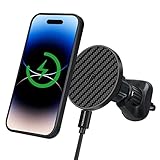 MONOCARBON Magnetische kabellose Kfz-Ladegerät-Halterung aus Kohlefaser, kompatibel mit Magsafe iPhone-Serie, 15 W, schnelles Aufladen, Lüftungsschlitz-Magnet-Zubehör, KFZ-Handyhalterung