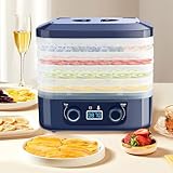 DeeprBling Dörrautomat mit 5 Tabletts, Lebensmittel Dörrgerät mit Temperaturregler 35-70°C und 48H-Timer, LED-Display, Obsttrockner Dörrapparat, Food Dehydrator für Fleisch, Obst, Gemüse, BPA Frei