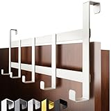 4smile Türgarderobe zum Einhängen – Weisse Türhaken universell verwendbar, flexible Kleiderhaken Tür, robust - Vielseitige Haken zum Einhängen, platzsparende Türhakenleiste für gesamte Wohnung