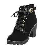 Generisch Chunky Platform Boots Women,High Heel Boots damen Ankle Boots Lace Up stiefel Schnürstiefel winterschuhe Orthopädische kurzstiefel stiefeletten winterboots wasserdicht winterstiefel