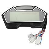Motorrad-Drehzahlmesser Digital, Motorrad-Digital-Instrumentenblock DC13,5 V LCD-Display Tachometer Drehzahlmesser Kraftstoff-Wassertemperatur-Ölanzeige