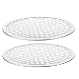 DOITOOL 2-teiliges Pizzablech aus Edelstahl, rundes, perforiertes Pizzablech, Servierblech mit mehreren Löchern für Backofen und Backzubehör, 8 Zoll