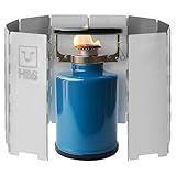 H&S Windschutz Gaskocher - Outdoor Ausrüstung - Wind Breaker - Windfang Campingkocher mit 10 Lamellen - Campingzubehör - Koch Spritzschutz - Campingkocher Zubehör