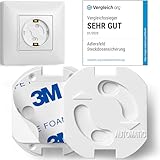 Adlersfeld® 20x Steckdosen Kindersicherung - Steckdosensicherung mit Drehmechanik - Zuverlässiger Schutz vor Stromschlägen im Haushalt für Babys & Kleinkinder - Steckdosenschutz Kindersicherung - Weiß