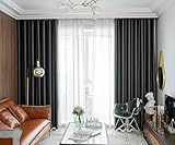 Dsnyu Küchenvorhang Modern, Schiebegardinen Polyester Grau Volltonfarbe Vorhänge Mode für Schlafzimmer Wohnzimmer 2er Set 137x214cm BxH