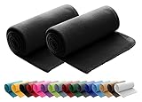 wometo 2er Set Polar Fleecedecke oekoTex 130x160 ca. 400g mit Anti-Pilling und Kettelrand schwarz