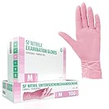 SF Nitrilhandschuhe M Rosa – 100 Stück Einweghandschuhe, Einmalhandschuhe, Medizinische Handschuhe, Puderfrei, Latexfrei, Handschuhe Einweg zum Kochen, Putzen, für Medizin, Küche, Kosmetik, Haushalt