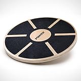 POWRX Balance Board aus Holz - Gleichgewichtstrainer | Bewegungskreisel für Physiotherapie inkl. Workout I Therapie-Kreisel, Wackelbrett, Balance Board Erwachsene / Kinder