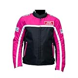 Alayki Armoro Motorradjacke, Alter 0-16, verstellbare Passform, weicher Kragen, YKK-Reißverschlüsse, handgefertigt, abnehmbarer CE-Schutz (USA, Alter 12 Jahre, Rosa)