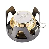 OVERMONT Mini Kupfer Spirituskocher Campingkocher mit Aluminium Ständer für Camping Wandern Ausflug Reise Gold/Grau/Olivgrün