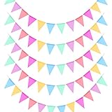 5 Stück Wimpelkette Outdoor, Wimpelkette/Leinen Mehrfarbig Dreieck Flaggen Geburtstagsgirlande Herzlich Willkommen Girlande für Halloween/Hochzeit Party Taufe Deko Weihnachten