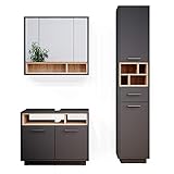 Vicco Badmöbel-Set Beatrice, Anthrazit/Sonoma, 3 Teile, mit Hochschrank