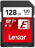 Lexar SD Karte 128 GB, SD Card 128GB SDXC UHS-I, bis zu 120 MB/s lesen, bis zu 45 MB/s Schreibgeschwindigkeit, U3, V30, C10, Full-HD und 4K UHD
