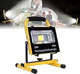 ACXIN LED Akku Strahler, Campinglampe Tragbar, 20W Wiederaufladbare Suchscheinwerfer, LED Fluter Akku Baustrahler Arbeitsleuchte Strahler Flutlicht Scheinwerfer, KaltWeiß