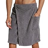 Generisch Saunakilt Herren SaunahandtüCher Weiches Badetuch Strandtuch Handtuch MäNner Sauna Kilt Kurzer Schnitt Gummibund Weicher Saunatuch Saunarock Mit Aufgesetzter Tasche