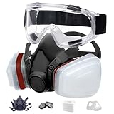 Prassia Atemschutzmaske,Sicherheitsstaub Gesichtsabdeckung,Staub Gesichtsabdeckung Farbe Gesichtsabdeckung,Gasmaske mit Filter, für Farbe,Staub und Formaldehyd,Schleifen,Polieren,Sprühen（Black）