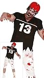 FIESTAS GUIRCA Apokalyptischer Zombie Quarterback Halloween Kostüm Herren – Blutige Rugby American Football High School Uniform – Kostüm Herren Halloween XL 54-56