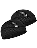 MELASA Cooling Fahrradmütze Unter Helm, Mech Atmungsaktive Helmet Liner Skull Cap, Fahrradhelm Mütze Laufmütze Sport Funktionsmütze für Männer Frauen, Passt unter Helme（Schwarz & Schwarz）