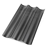 KITDAHOM 3 Stück Baguette Backform - Baguetteblech 38x24,5x2,2 cm - Lebensmittelechter Karbonstahl - Antihaftbeschichtet - Ideal für Bäckereien, Hausgebrauch (Schwarz)