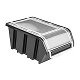 10 x Stapelbox mit Deckel Werkstatt Stapelkiste Sortierbox Box 100x155x70 Schwarz | stapelkisten kunststoff lagerboxen stapelbar