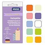 Smowo® 10 Pastell Wachsplatten 20 x 10cm zum gestalten, dekorieren und verzieren von Kerzen - Verzierwachs zum Basteln - Kerzenplatten Wachs Platten…