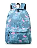 Mädchen Schulrucksack Modischer Freizeitrucksack für Frauen Teenager Jungen Wasserdicht Tasche Schulranzen Tagesrucksack mit Laptopfach Blauer Flamingo-1