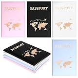 XxinXrong 4 Stück Reisepasshüllen, Passport Hülle, Reisepass Hülle Etui, PU Kunstleder Travel Passport Holder Covers Cases Personalisiert, für Kreditkarten Ausweis Reisedokumente(4 Farben)