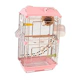 Gralara Vogelkäfig Vogelkäse Doppelschicht Papageienkäfig für Sittichpapagei Conures Papageien, Rosa