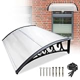 Peviasot Vordach für Haustür 100x150cm, Polycarbonat Pultvordach Überdachung 6 mm, PP Halterung, Transparentes Pultbogenvordach, Extrem witterungsbeständig, schützt vor Regen, Schnee und UV-Strahlen
