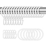 tonyg-p 22 Stück Metall Vorhangringe Vorhang Hängend Ringe und 22 Stück Kunststoff Gardinenhaken für Fenster Tür Duschvorhänge, 30 mm Innendurchmesser (Weiß)