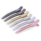 AIMIKE 6 Haarklammern Friseur, No-Trace Abteilklammern Friseur mit Silikonband, Kein Ziehen an den Haaren, Haarclips zum Stylen und Schneiden, Professionelle Salon Haarklammer Friseur -Morandi