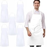 umboom 5 Stück Weiß Kochschürzen Set, Gastronomie Schürzen für Männer und Damen, Professionell Kellnerschürze, Vorbinder Schürze für Restaurant, Bistro, Bar, Café, Garten, Salon (1 Tasche)