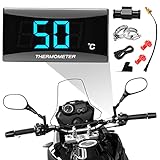 Universelles Motorrad Digitalthermometer mit 18/22 mm Adapter, Metallsonden Temperatursensor, wasserdichte LED-Digitalanzeige, Blaulicht Temperatursensor für KOSO(bleu, 22mm)