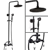 Wandmontage Dual Keramik Griffe Schwarz Öl gerieben Bronze Bad Regendusche Wasserhahn Set 8'Zoll Runde Regenduschkopf Mrs513 VIROYA