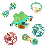 Bright Starts, Little Shakers 6 Stück Geschenk-Set - BPA-freie, leicht zu greifende Baby-Rasseln und Beißringe, Unisex, Neugeborene+
