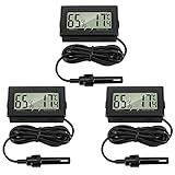 Thlevel 3x Mini LCD Digital Thermometer Hygrometer Temperatur Luftfeuchtigkeit Tester mit externem Sensor für Kühlschrank Gefrierschrank