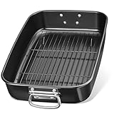 LINFELDT® 40cm Ofenform mit Rost + Beschichtung - Bräter für 6 kg Gans - Truthahn Bräter für Backofen - Auflaufform mit Rost Groß - Braten Form 40 x 28 x 8 cm