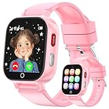4G Smartwatch Kinder GPS, Kinderuhr mit 4G Videoanruf Voice Chat Schulmodus WiFi SOS Spiele Wecker Stoppuhr Schrittzähler Taschenrechner, Telefon Uhr für Mädchen Jungen 4-12 Jahren Geschenk, Rose