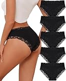 FINETOO 5er Pack Unterhosen Damen Baumwolle Unterwäsche Frauen Brazilian Slip Baumwoll Spitze Underwear Soft Hipster Sexy Panties Atmungsaktiv Pantys Unterhose Mehrpack S-XL,L