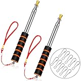 2 Stück 2 m Teleskop-Flaggenmast aus Edelstahl, tragbar, ausziehbar und 10 Stück, Haken für Fahnenmast, für Klassenzimmer, Touristenführer, Flagge, Banner