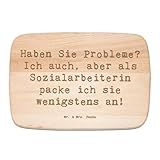 Mr. & Mrs. Panda Frühstücksbrett Spruch Sozialarbeiterin Probleme - Geschenk, Herausforderung, Geschenke mit Herz, Vertrauen, Stärke, liebevoll