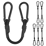 Spanngummi mit Karabiner,Expander mit Karabiner 30cm 6er Gepäckspanner Hochelastisches Latex-Gummispanner mit Haken für Gepäckträger, Fahrrad, Plane, Anhänger. Schwarz.