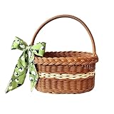 Picknickkorb Ovaler Korb Aus Rattanimitat, Souvenir-Picknick-Aufbewahrungskorb, Tragbarer, Aus Rattan Gewebter Obstkorb Im Ins-Stil Picnic Basket(Green,27 * 18 * 14cm)