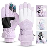 GEEKEO Winter Handschuhe Damen Skihandschuhe, wasserdichte Warme Ski Handschuhe Thermo Touchscreen, Winddichte Fahrrad Handschuhe Snowboard Handschuhe Winter Schnee Handschuhe für Damen