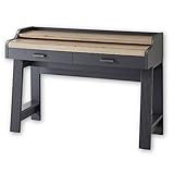 Stella Trading JASMIN Sekretär Schreibtisch in Graphit, Artisan Eiche Optik - Bürotisch mit Schubladen und ausziehbarer Tischplatte - Landhausstil Büromöbel Komplettset - 120 x 84 x 53 cm (B/H/T)